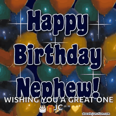 Happy Birthday Nephew Greeting Card With Balloons GIF