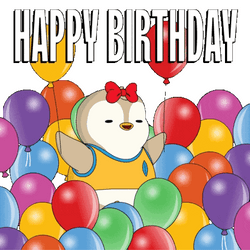 Happy Birthday Niece Pudgy Penguin Bed Of Balloons GIF