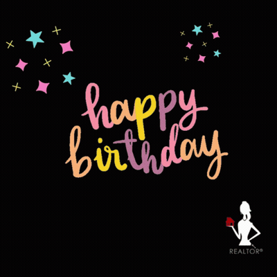 Happy Birthday On Black Background With Stars GIF