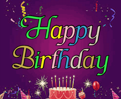 Happy Birthday On Purple Background GIF