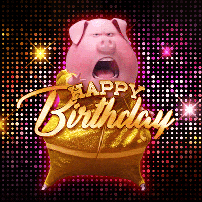 Happy Birthday Pig In Gold Outfit GIF