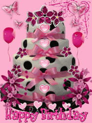 Happy Birthday Princess Sparkling Pink Tower Cake GIF
