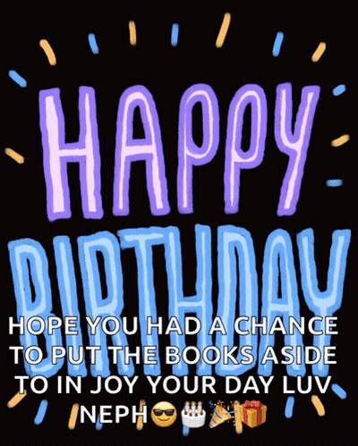 Happy Birthday Purple And Blue Text On Black Background GIF