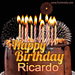 Happy Birthday Ricardo Chocolate Cake GIF