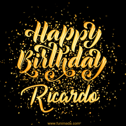 Happy Birthday Ricardo In Gold Text