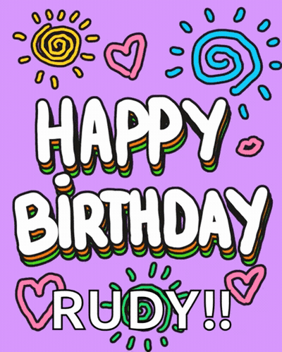 Happy Birthday Rudy On Purple Background GIF
