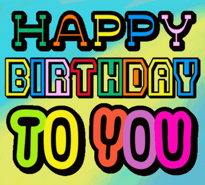 Happy Birthday Sign On Blue And Yellow GIF