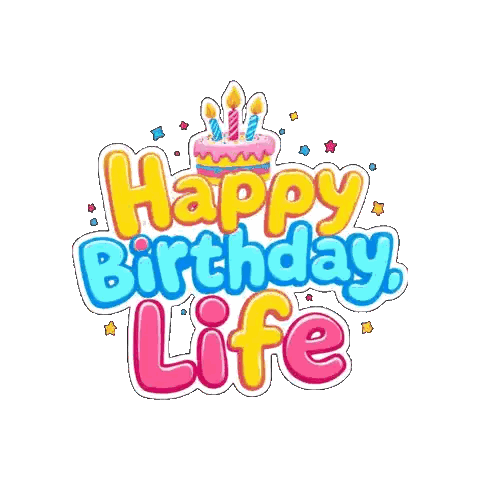 Happy Birthday Sign With Cake And Candles Sticker