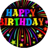 Happy Birthday Sign With Fireworks Sticker