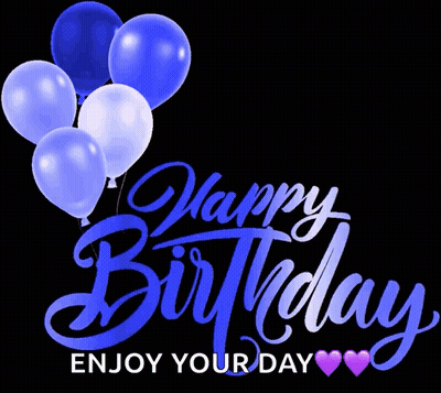 Happy Birthday Sign With Red And Pink Balloons GIF