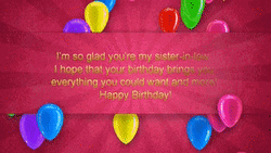 Happy Birthday Sister In Law Colorful Balloons  GIF