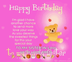 Happy Birthday Sister In Law With Love GIF