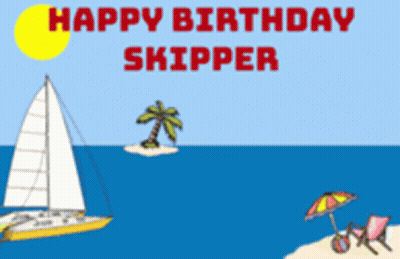 Happy Birthday Skipper Sailboat Card GIF