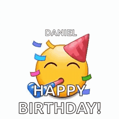 Happy Birthday Smiley Faces Blowing Party Horns GIF