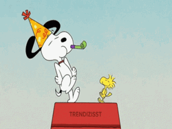 Happy Birthday Snoopy Blows Noisemaker GIF