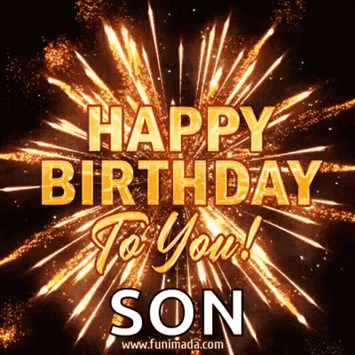 Happy Birthday Son With Fireworks GIF