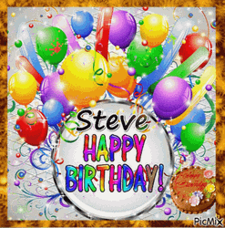 Happy Birthday Steve Glossy Background Creative Art GIF