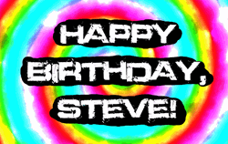 Happy Birthday Steve Greetings On Spiral Background GIF