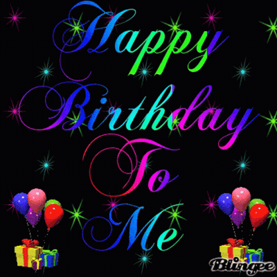 Happy Birthday To Me Greeting Card With Balloons And Presents GIF