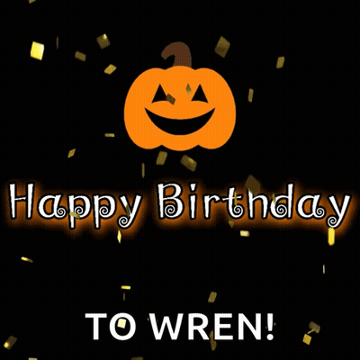 Happy Birthday To Wren Greeting Card With Pumpkin GIF