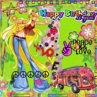 Happy Birthday To You Hippie Girl Card GIF