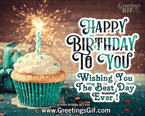 Happy Birthday Wishing You The Best With Cupcake GIF