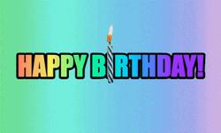 Happy Birthday Unicorn 3D Colors GIF