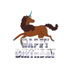 Happy Birthday Unicorn Afro Greeting GIF