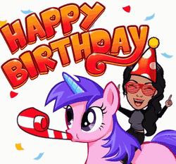 Happy Birthday Unicorn Blowing Horn GIF