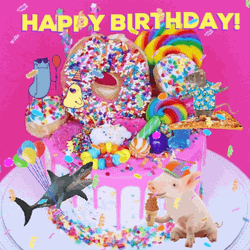 Happy Birthday Unicorn Donut Cake GIF