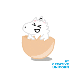 Happy Birthday Unicorn Hiding Eggshell GIF