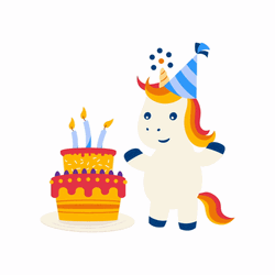 Happy Birthday Unicorn Standing Up  GIF