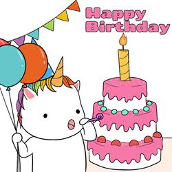 Happy Birthday Unicorn Three Layered Cake GIF