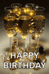 Happy Birthday Wine Sparkling Gold GIF