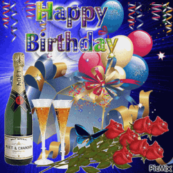 Happy Birthday Wine With Balloons GIF