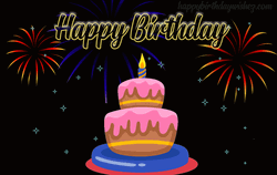 Happy Birthday Wishes Cake And Fireworks GIF