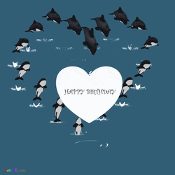 Happy Birthday Wishes Dolphin Hearts GIF