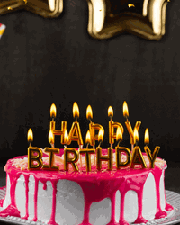 Happy Birthday Wishes Pink Drip Cake GIF