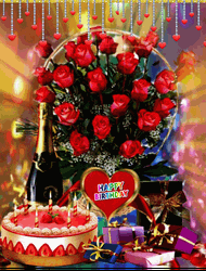 Happy Birthday Wishes Strobe Lights Gifts GIF