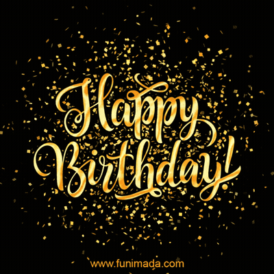 Happy Birthday With Gold Confetti GIF