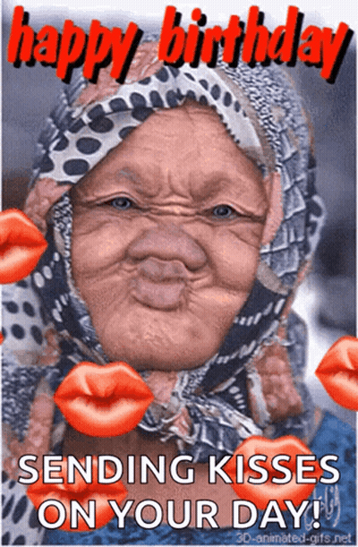 Happy Birthday Woman In Scarf Sending Kisses GIF