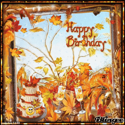Happy Birthday Wren Greeting Card With Pumpkin GIF