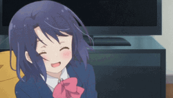 Happy Blue-Haired Anime GIrl GIF
