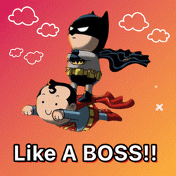 Happy Boss Day Batman Riding Flying Superman GIF