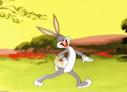 Happy Bugs Bunny Holding His Fruits GIF