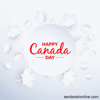 Happy Canada Day Card With Maple Leaves GIF