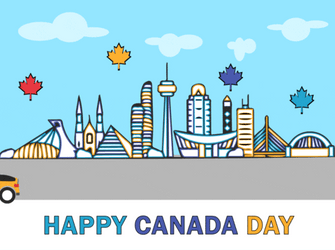 Happy Canada Day Vibrant City Vector Art GIF