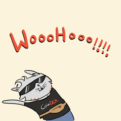 Happy Cat Cartoon Celebrating Woohoo  GIF