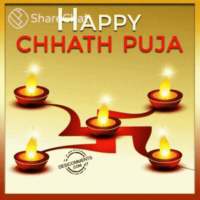 Happy Chhath Puja Greeting Card With Candles GIF