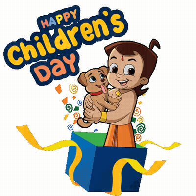 Happy Children's Day Card With Boy And Puppy GIF